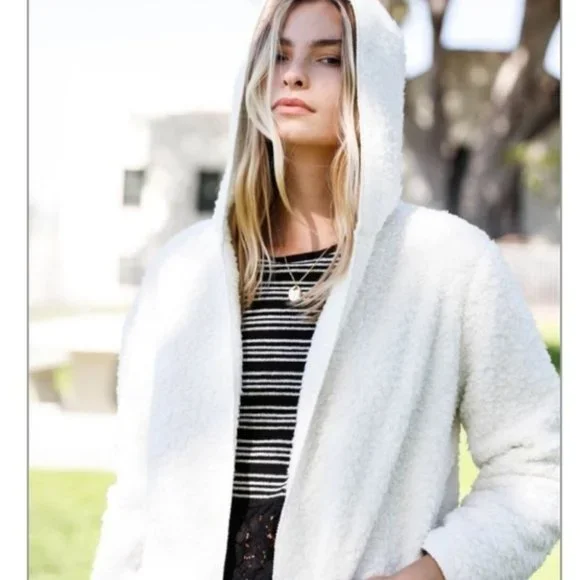 Faux Fur Sherpa Fleeced Hoodie Jacket - Picture 2 of 3